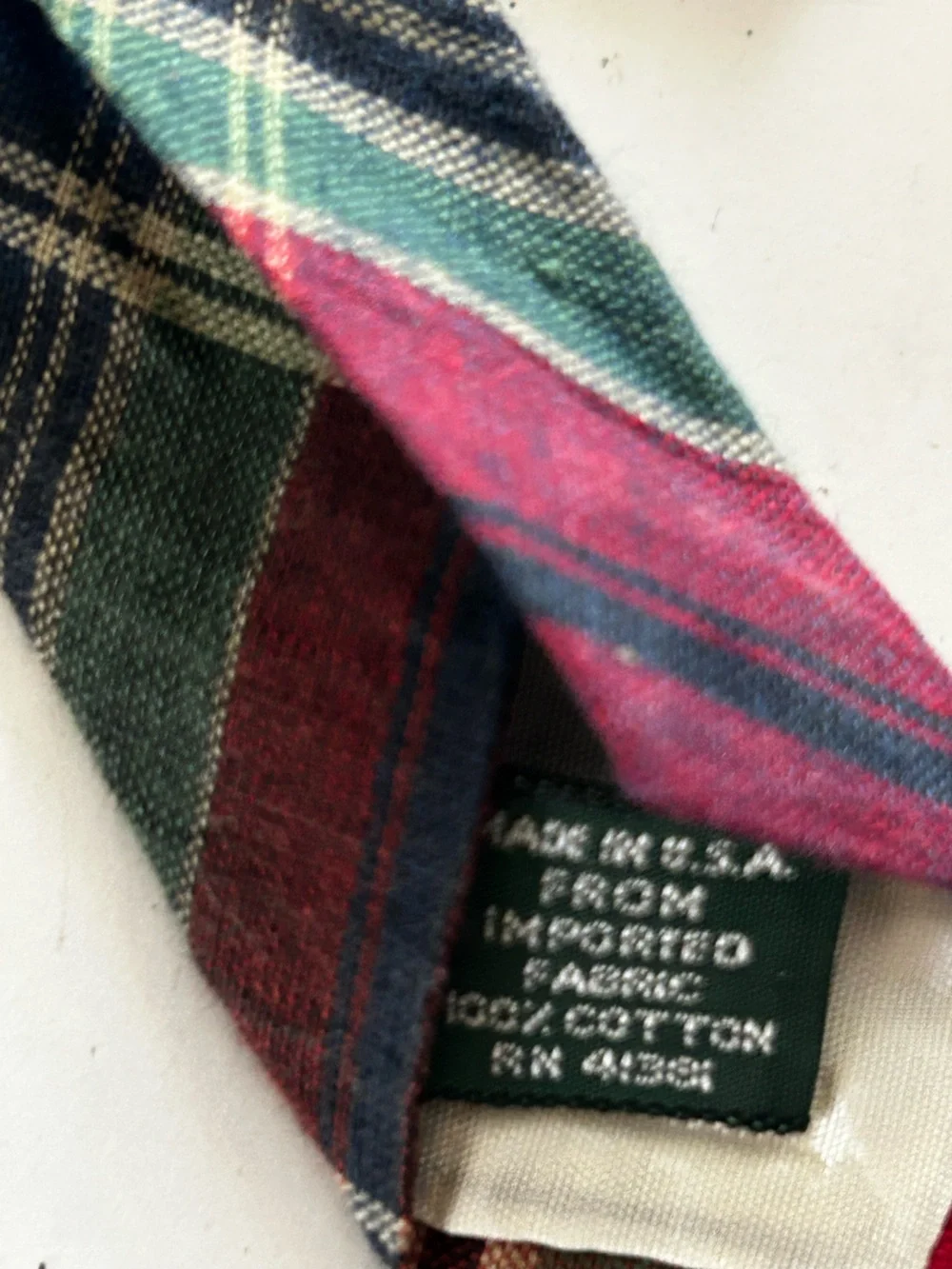 Vintage Ralph Lauren Polo Plaid Tartan 100% Cotton Tie USA 3.25